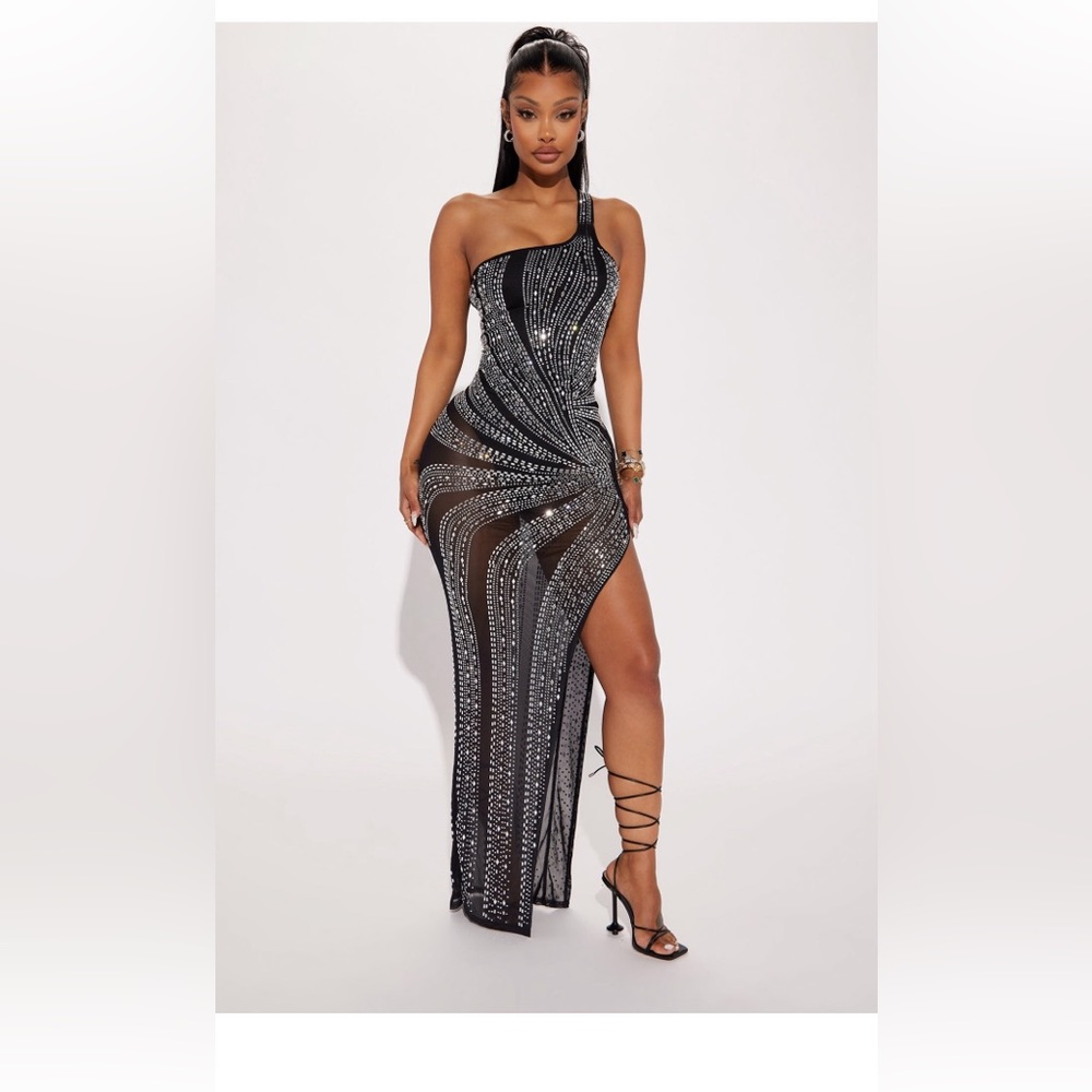 Black rhinestones dress